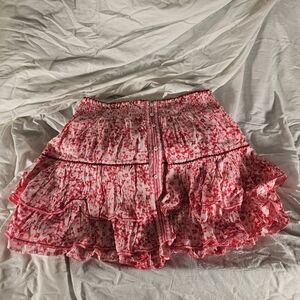 Poupette St. Barth Red, Pink & White Floral Ruffle Skirt
